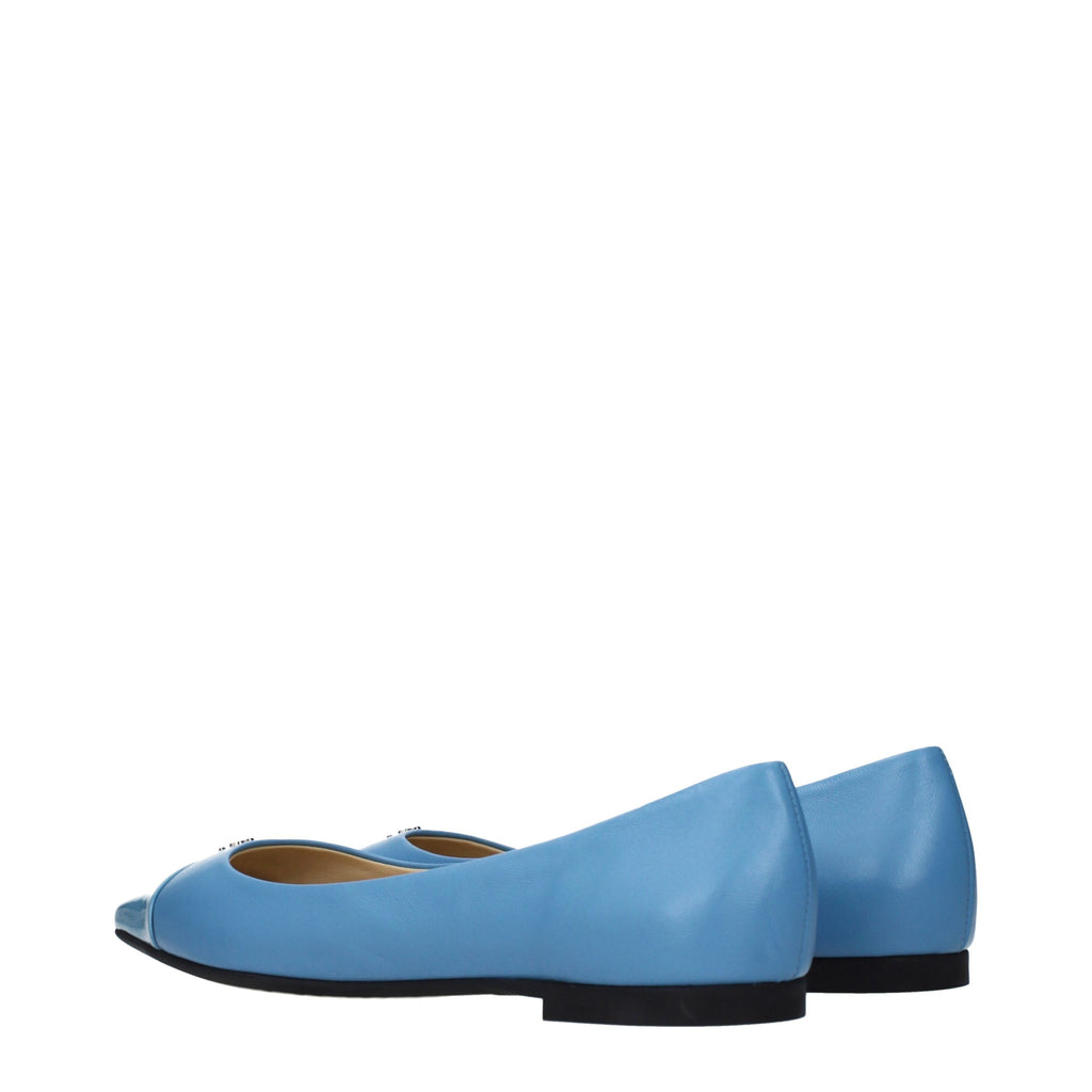 Jimmy Choo Light Blue Leather Ballet Flats - Luxury Boutique Co