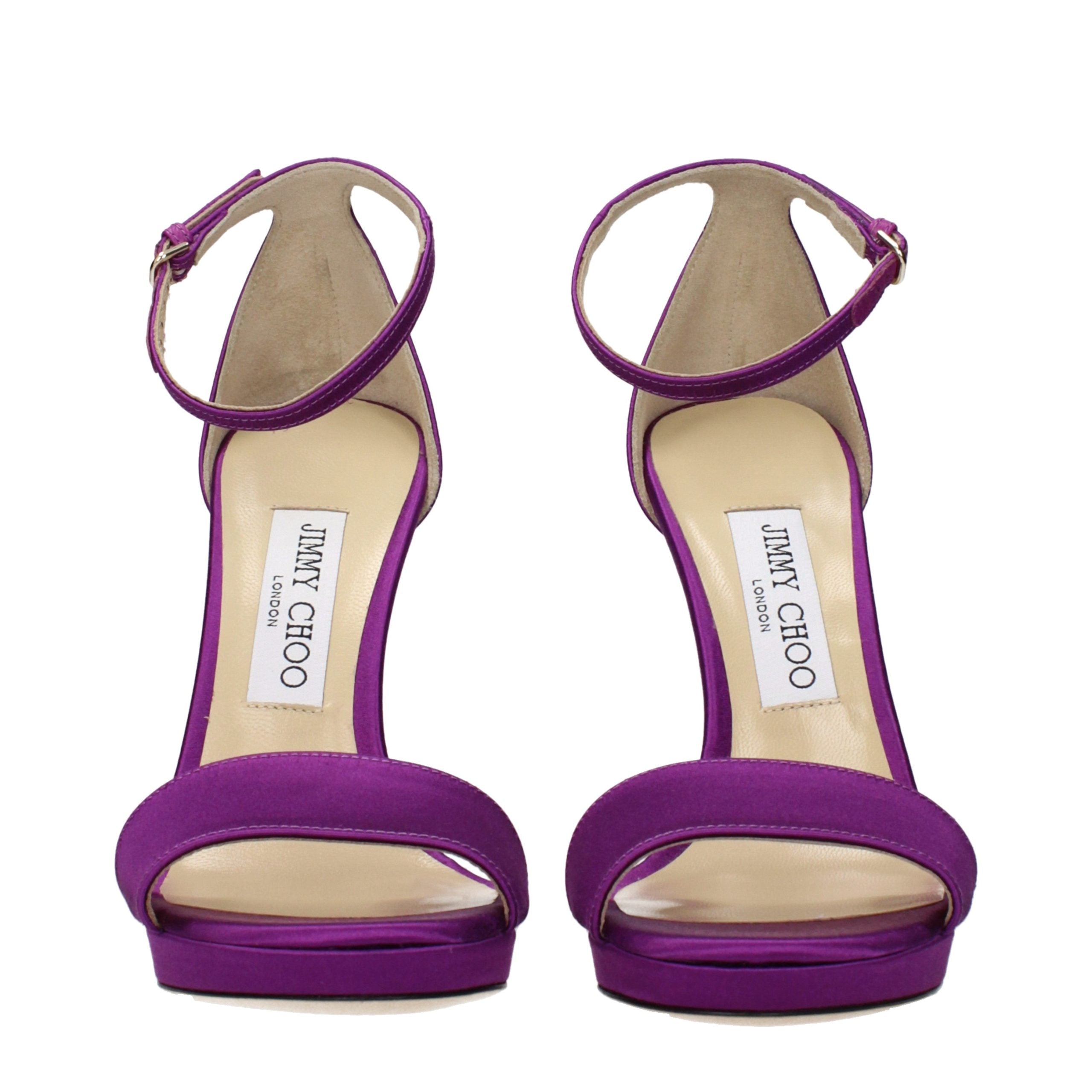 Jimmy Choo Purple Satin Platform Sandals - Luxury Boutique Co