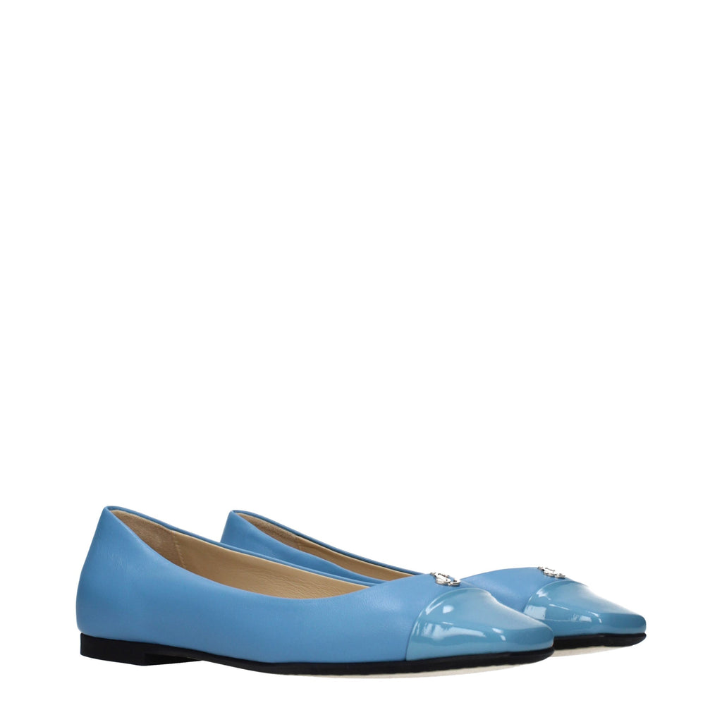 Jimmy Choo Light Blue Leather Ballet Flats - Luxury Boutique Co