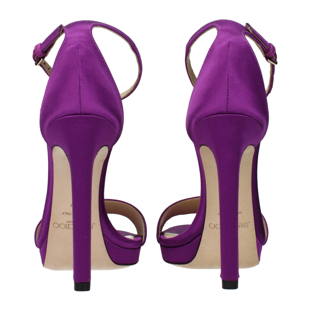 Jimmy Choo Purple Satin Platform Sandals - Luxury Boutique Co