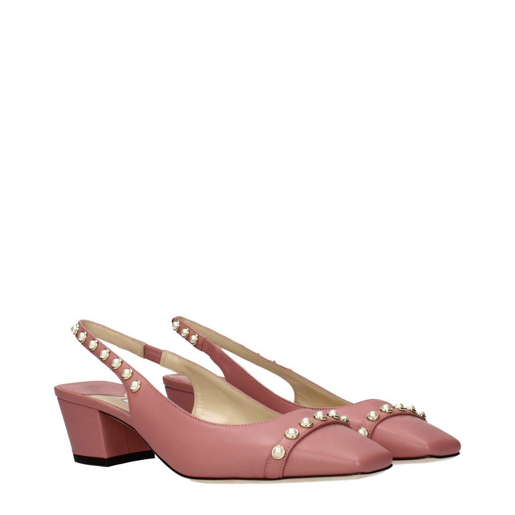 Jimmy Choo Pink Leather Platform Sandals - Luxury Boutique Co