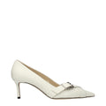 Jimmy Choo White Leather Mid Heel Pumps - Luxury Boutique Co