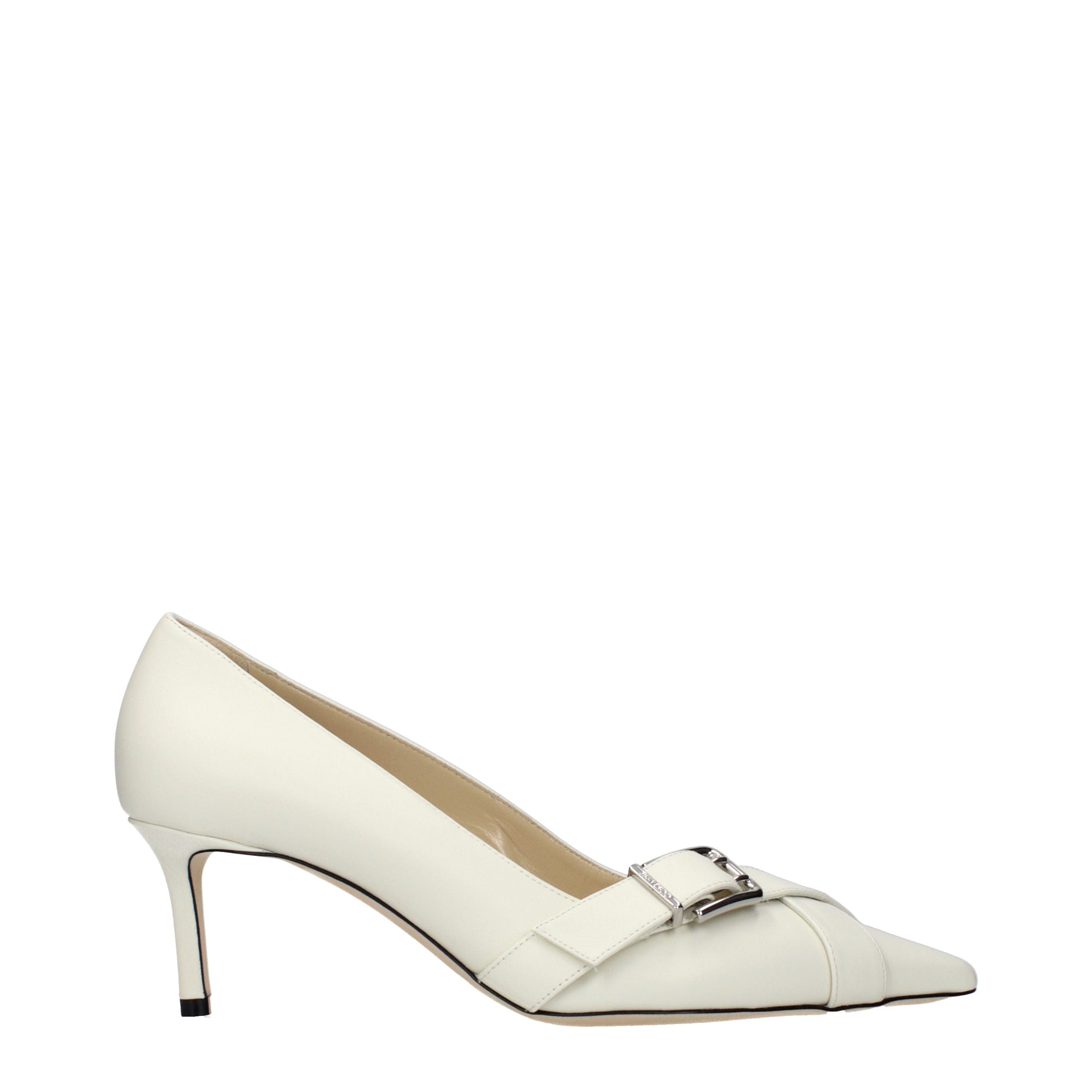 Jimmy Choo White Leather Mid Heel Pumps - Luxury Boutique Co