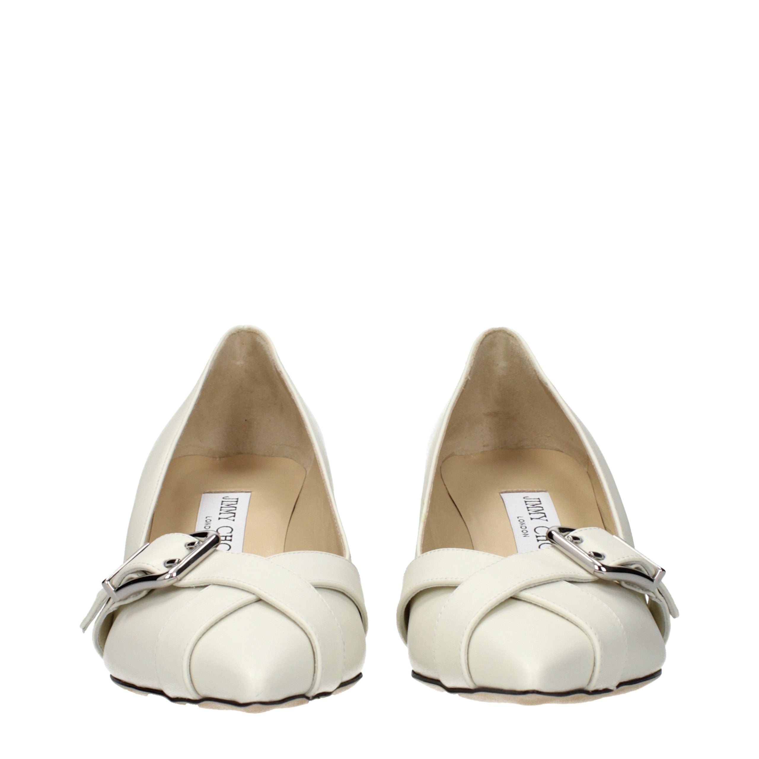 Jimmy Choo White Leather Mid Heel Pumps - Luxury Boutique Co
