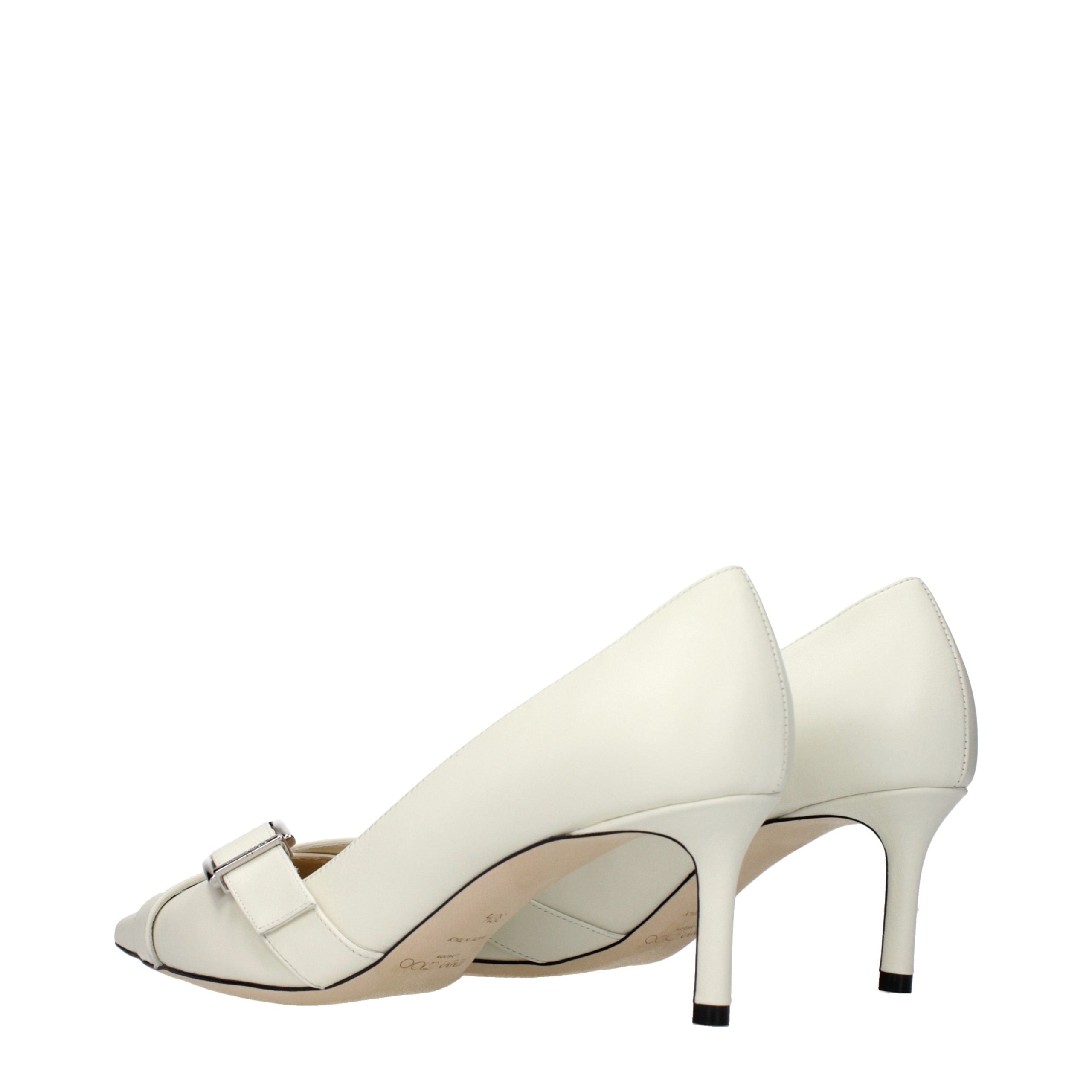 Jimmy Choo White Leather Mid Heel Pumps - Luxury Boutique Co