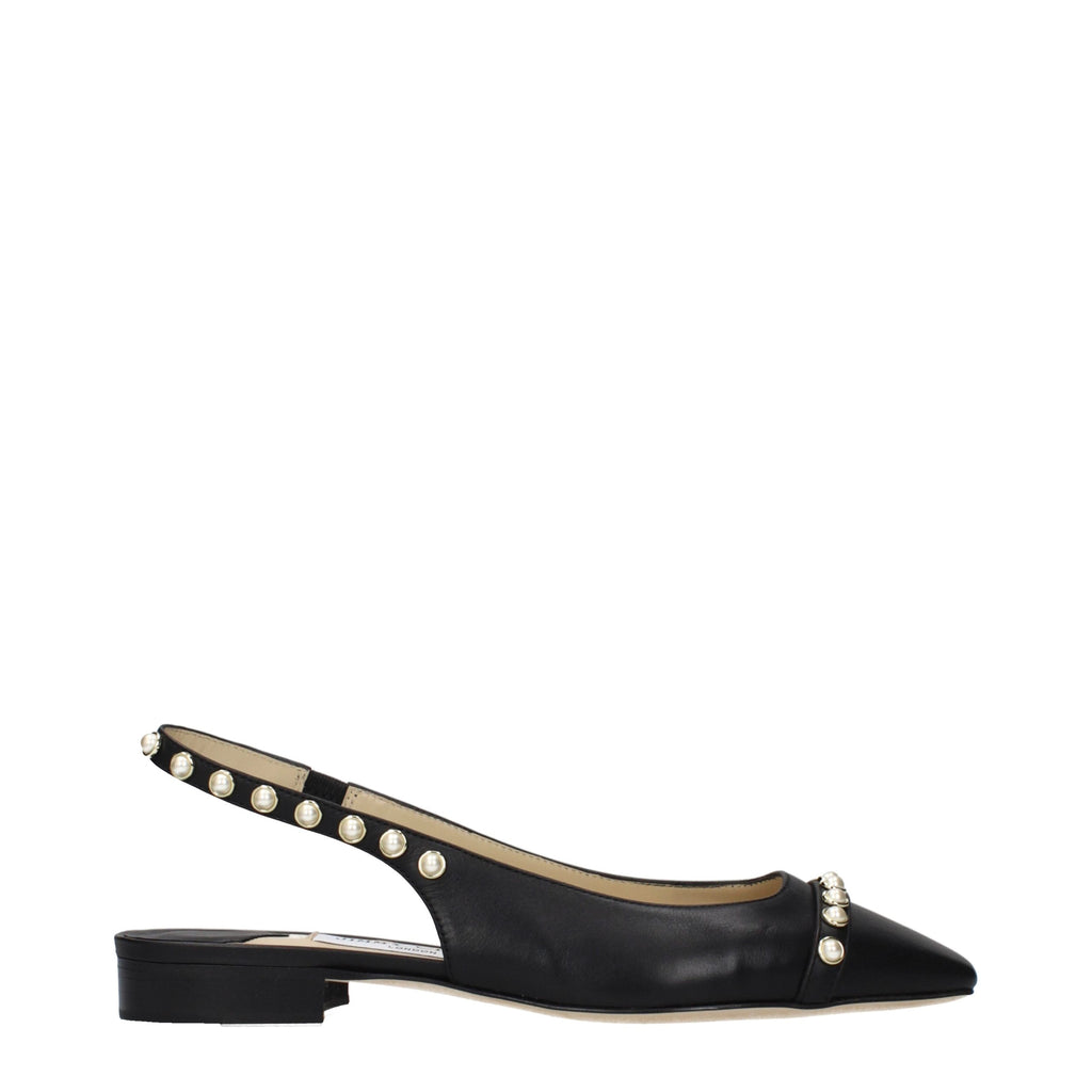 Jimmy Choo Black Leather Flats - Luxury Boutique Co