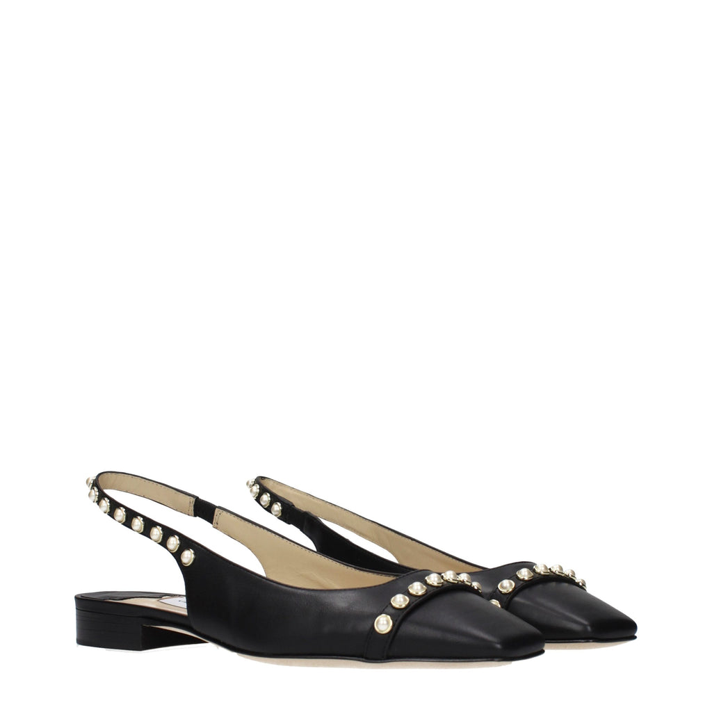Jimmy Choo Black Leather Flats - Luxury Boutique Co