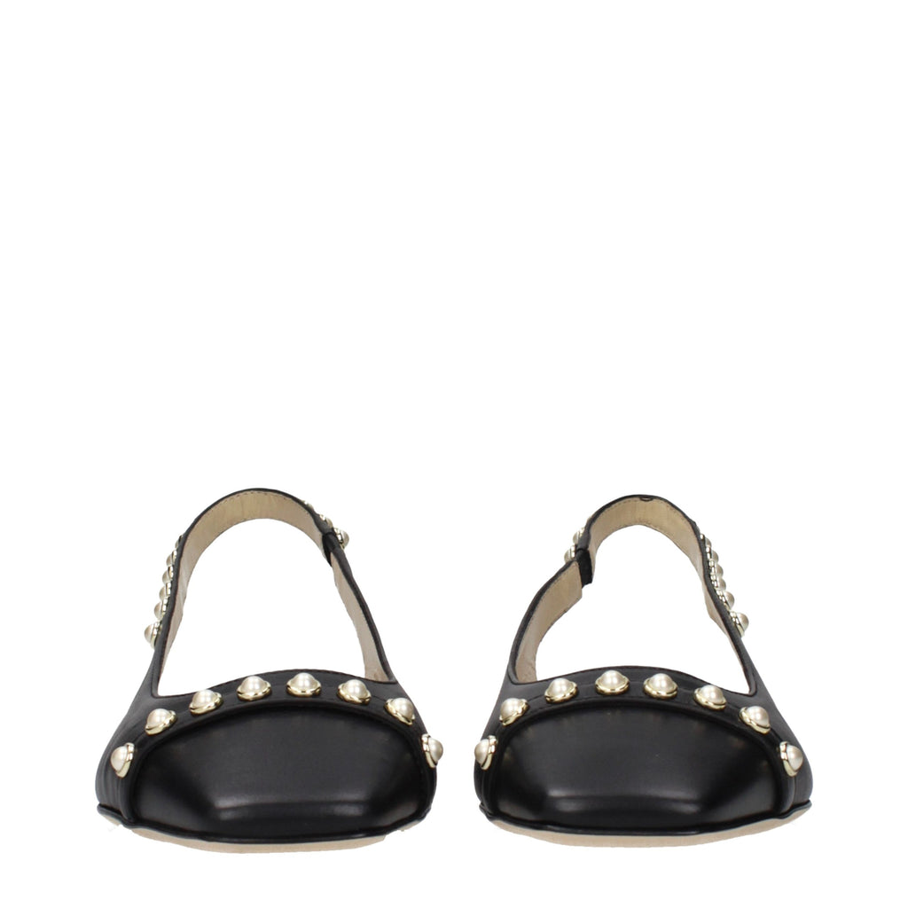 Jimmy Choo Black Leather Flats - Luxury Boutique Co