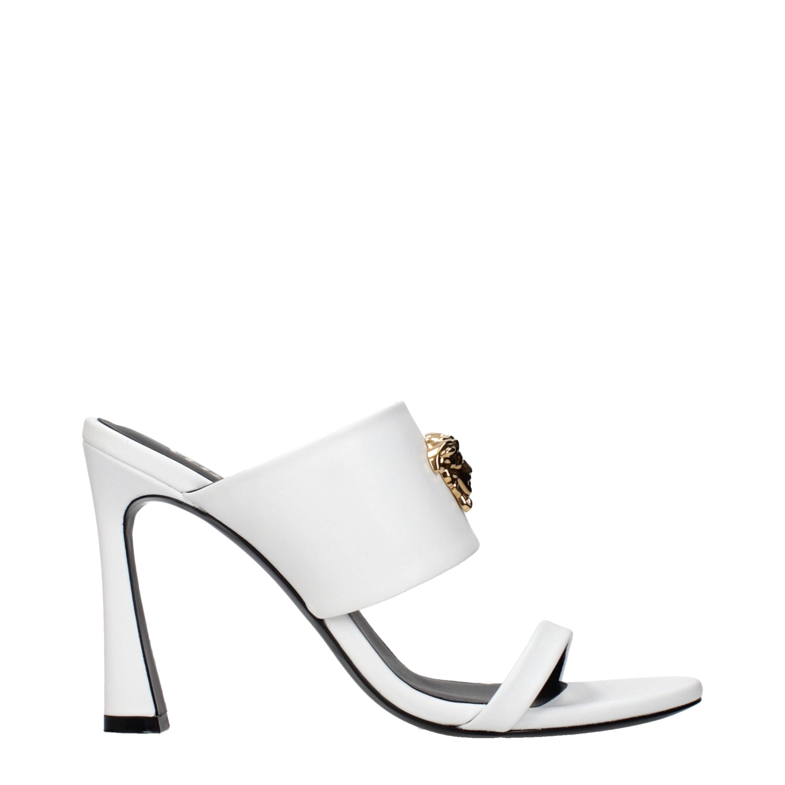 Versace White Leather Stiletto Heel Sandals - Luxury Boutique Co