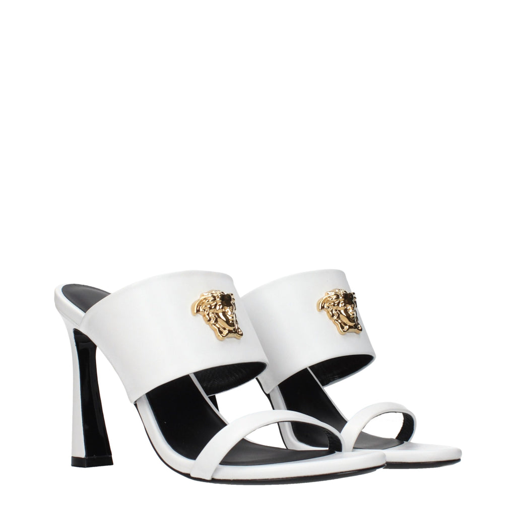 Versace White Leather Stiletto Heel Sandals - Luxury Boutique Co