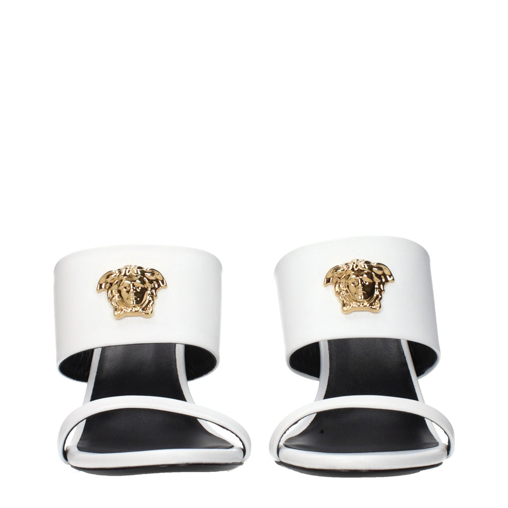 Versace White Leather Stiletto Heel Sandals - Luxury Boutique Co