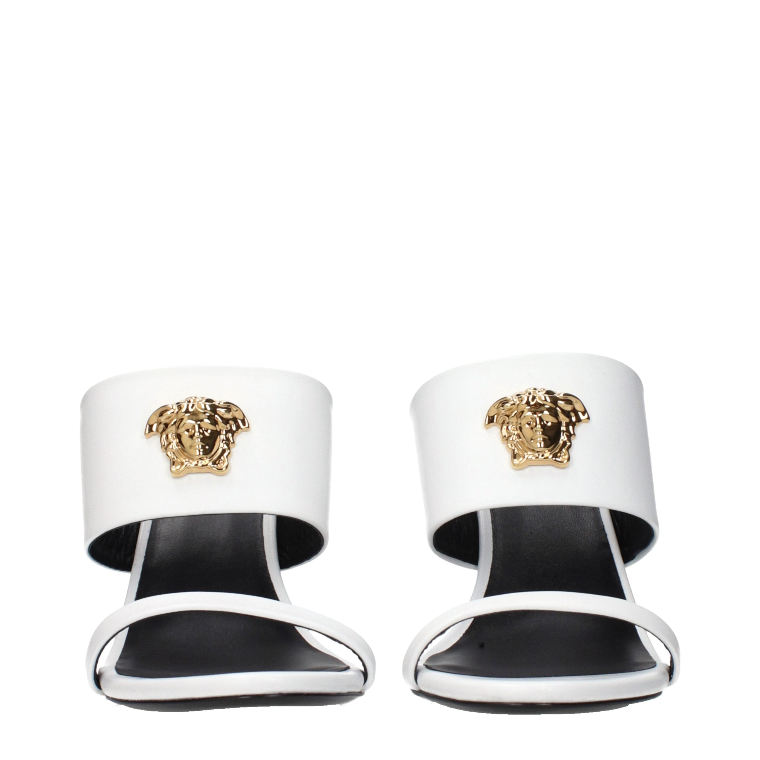 Versace White Leather Stiletto Heel Sandals - Luxury Boutique Co