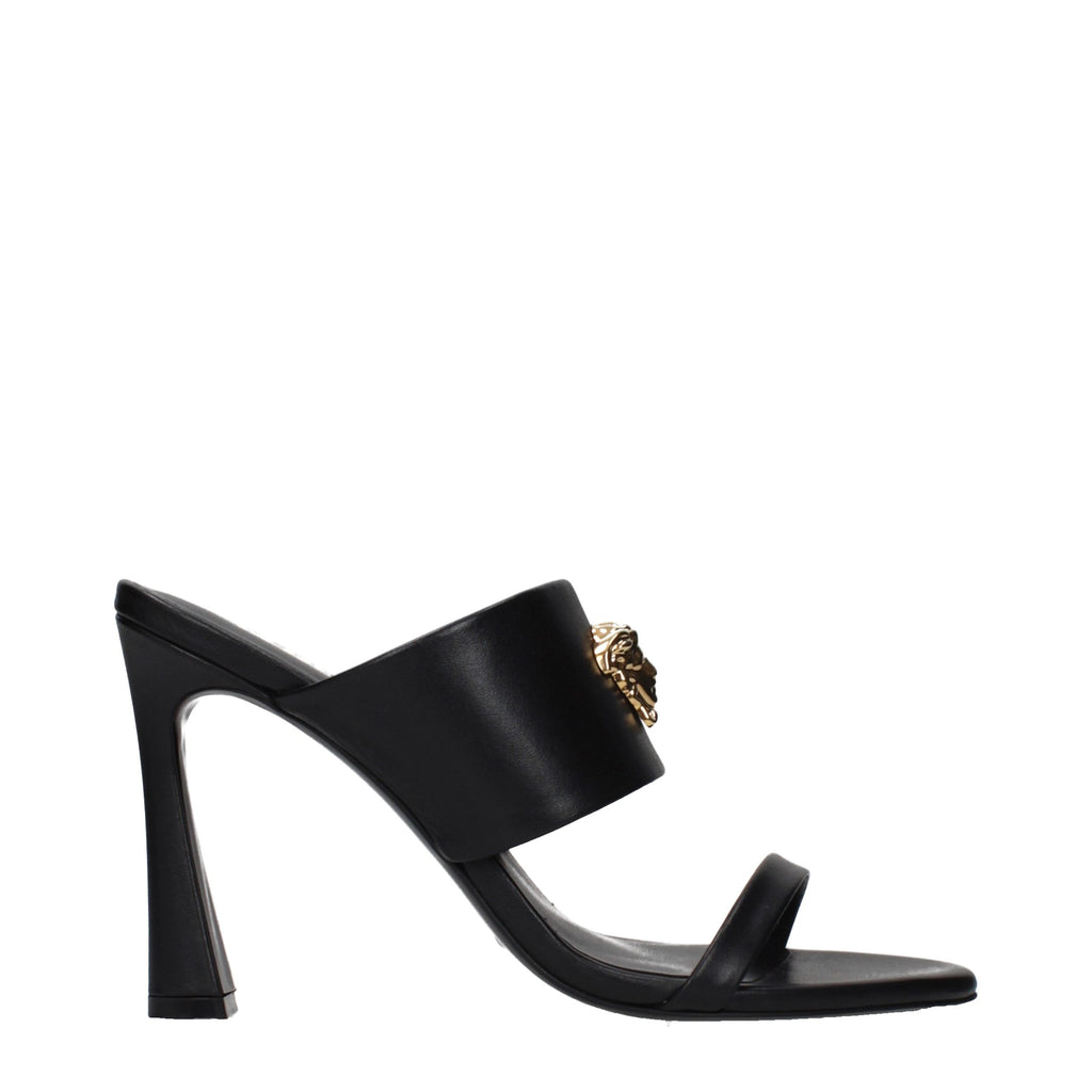Versace Black Leather Stiletto Heel Sandals - Luxury Boutique Co