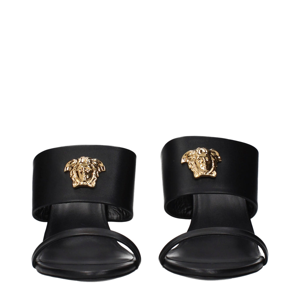 Versace Black Leather Stiletto Heel Sandals - Luxury Boutique Co