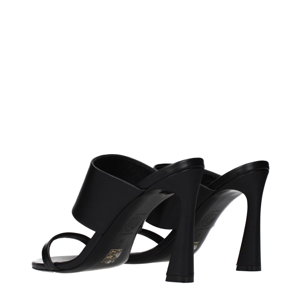 Versace Black Leather Stiletto Heel Sandals - Luxury Boutique Co