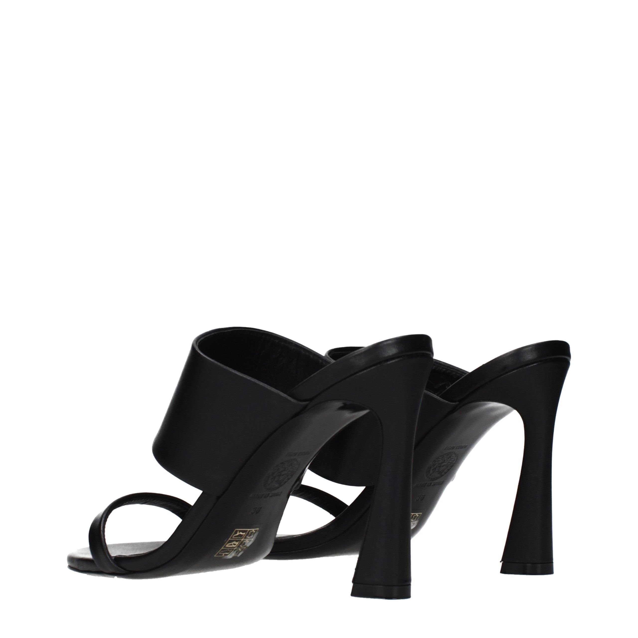 Versace Black Leather Stiletto Heel Sandals - Luxury Boutique Co