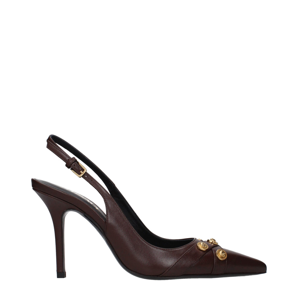 Versace Brown Leather High Heel Pumps - Luxury Boutique Co