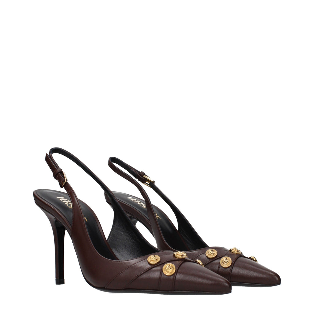Versace Brown Leather High Heel Pumps - Luxury Boutique Co
