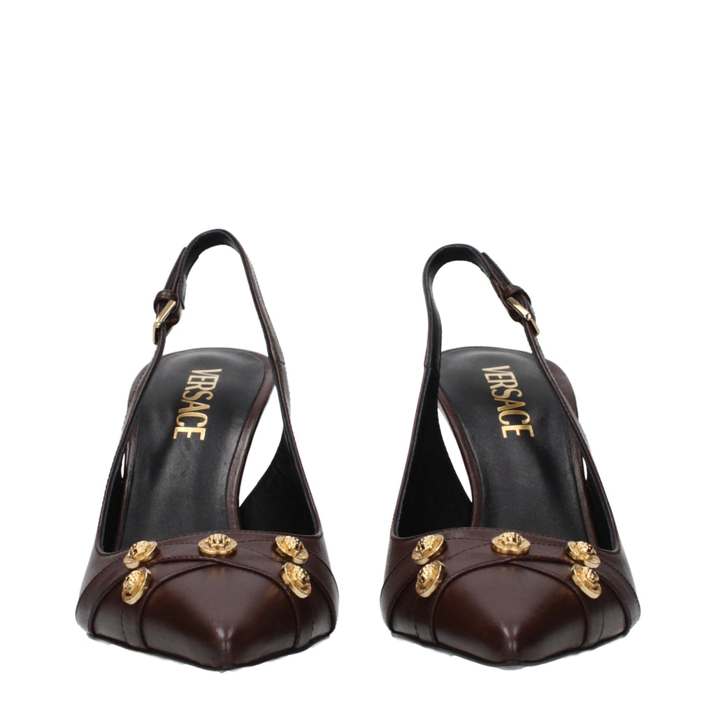 Versace Brown Leather High Heel Pumps - Luxury Boutique Co