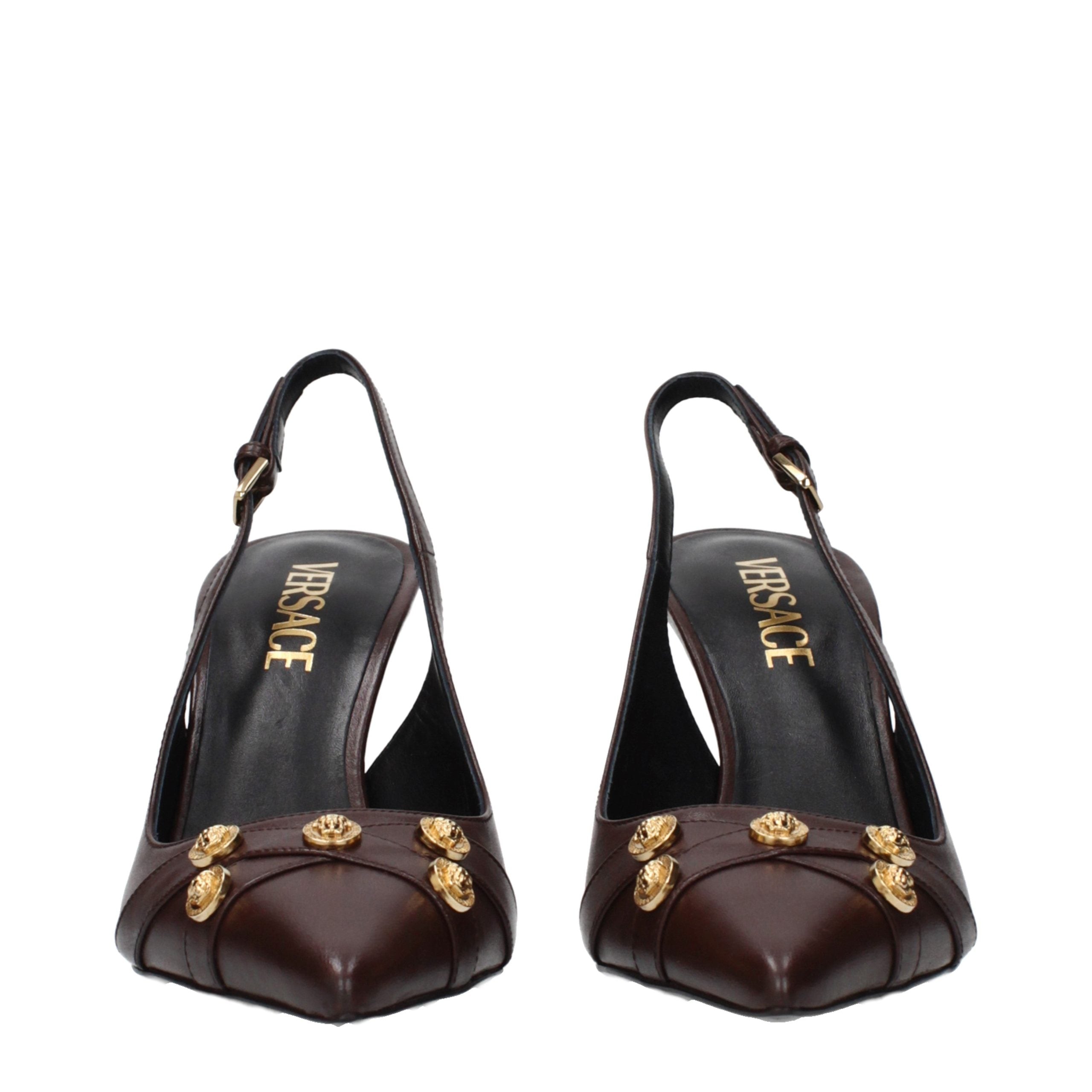 Versace Brown Leather High Heel Pumps - Luxury Boutique Co