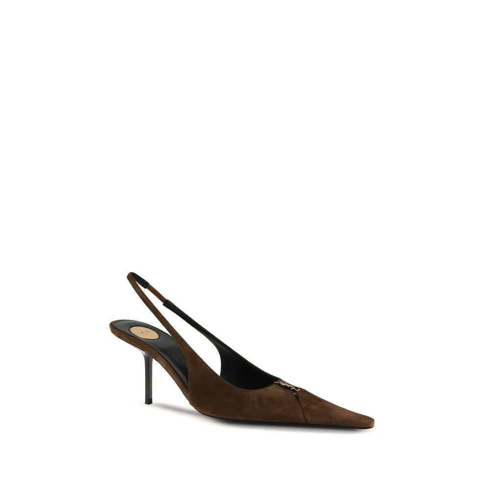 Saint Laurent Brown Calf Leather Bos Taurus High Heel Pumps - Luxury Boutique Co