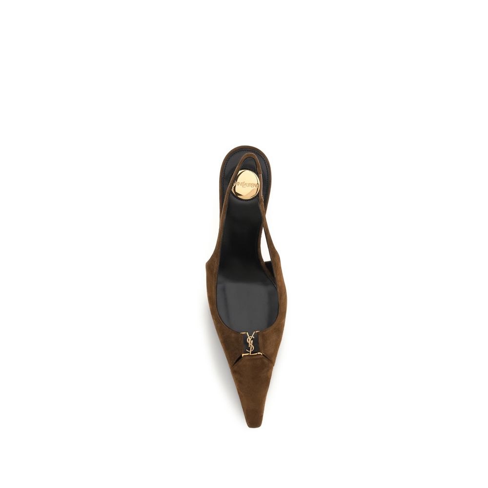 Saint Laurent Brown Calf Leather Bos Taurus High Heel Pumps - Luxury Boutique Co