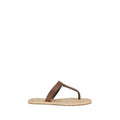 Saint Laurent Brown Calf Leather Bos Taurus Flat Sandals - Luxury Boutique Co
