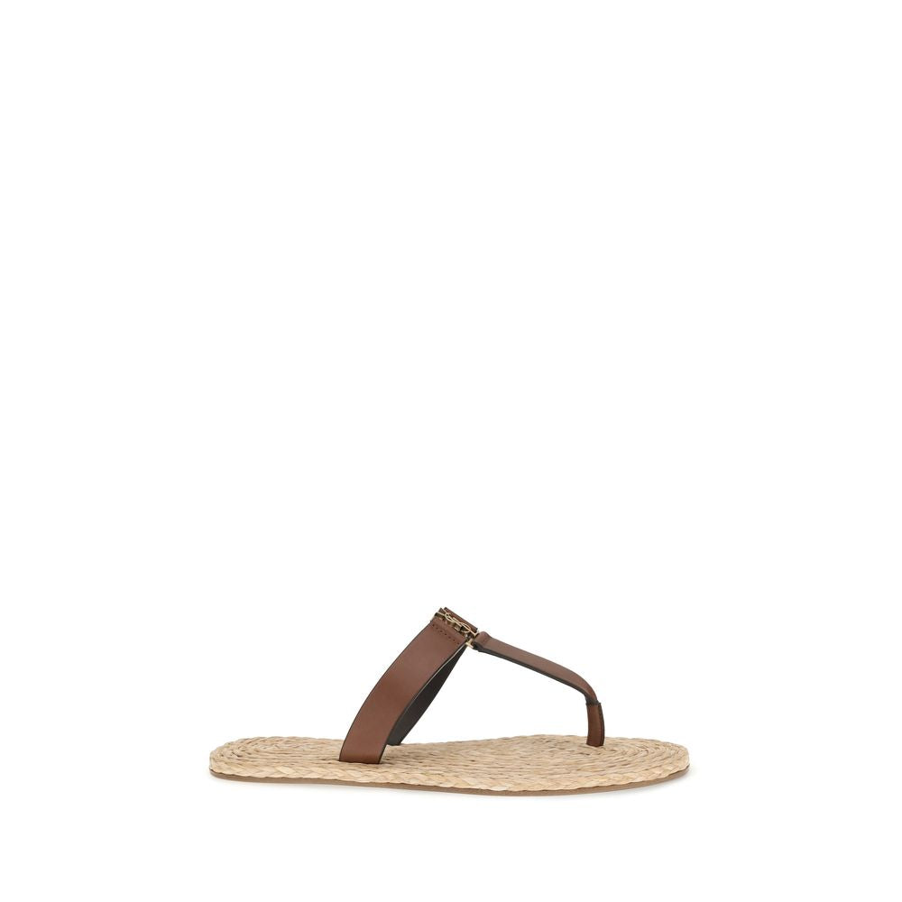 Saint Laurent Brown Calf Leather Bos Taurus Flat Sandals - Luxury Boutique Co