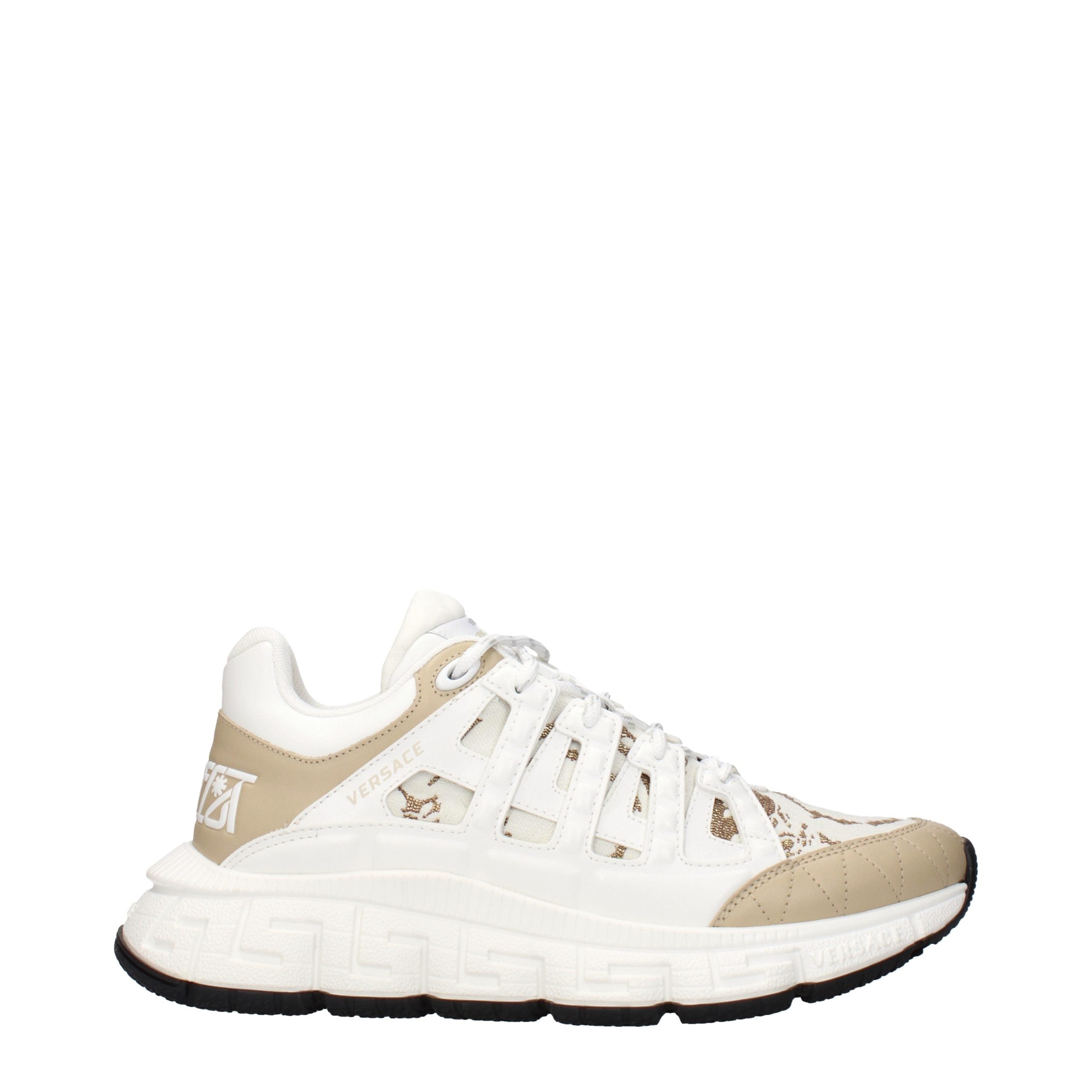 Versace White Fabric Athletic Sneakers - Luxury Boutique Co