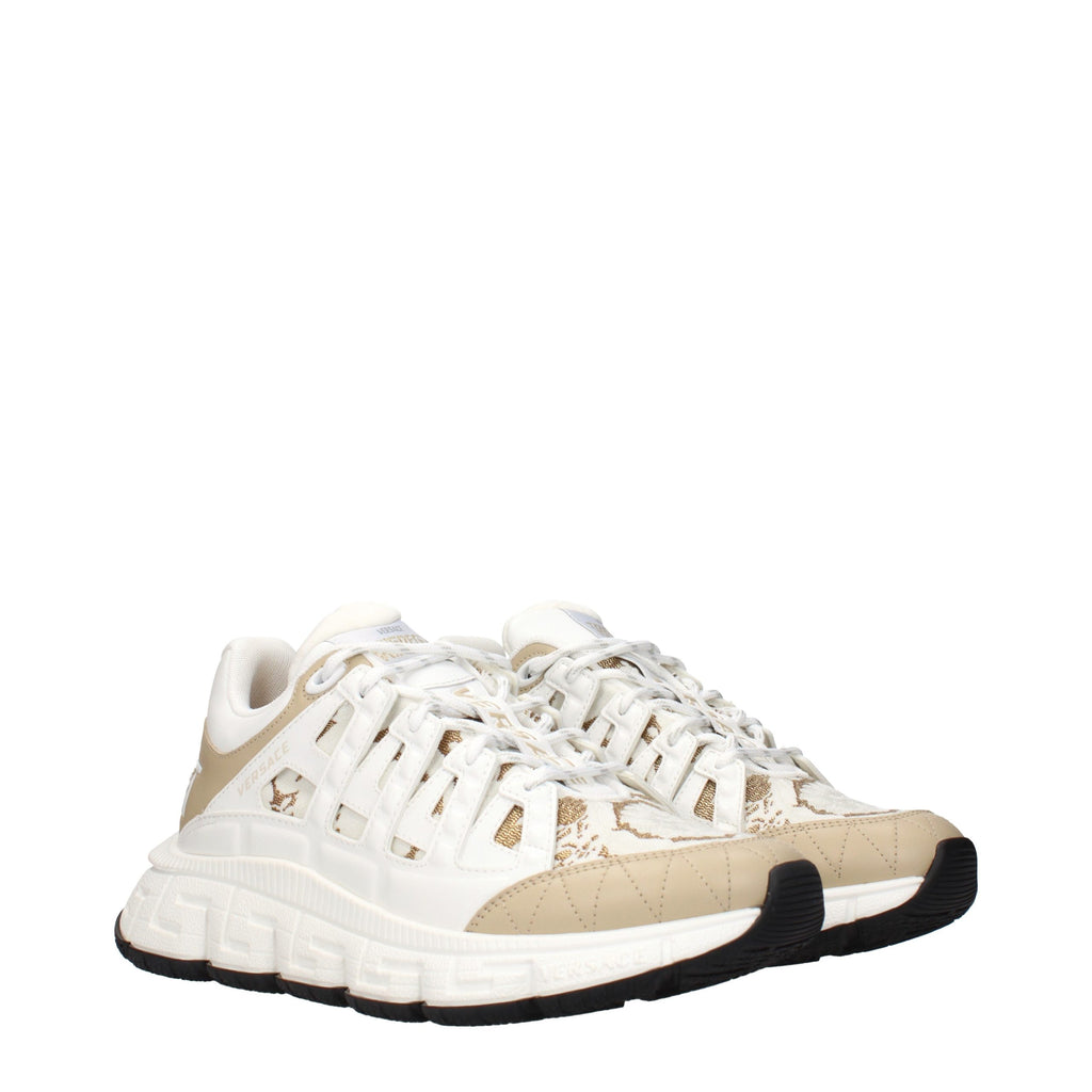Versace White Fabric Athletic Sneakers - Luxury Boutique Co