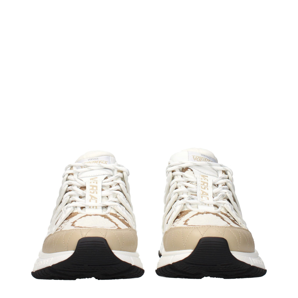Versace White Fabric Athletic Sneakers - Luxury Boutique Co