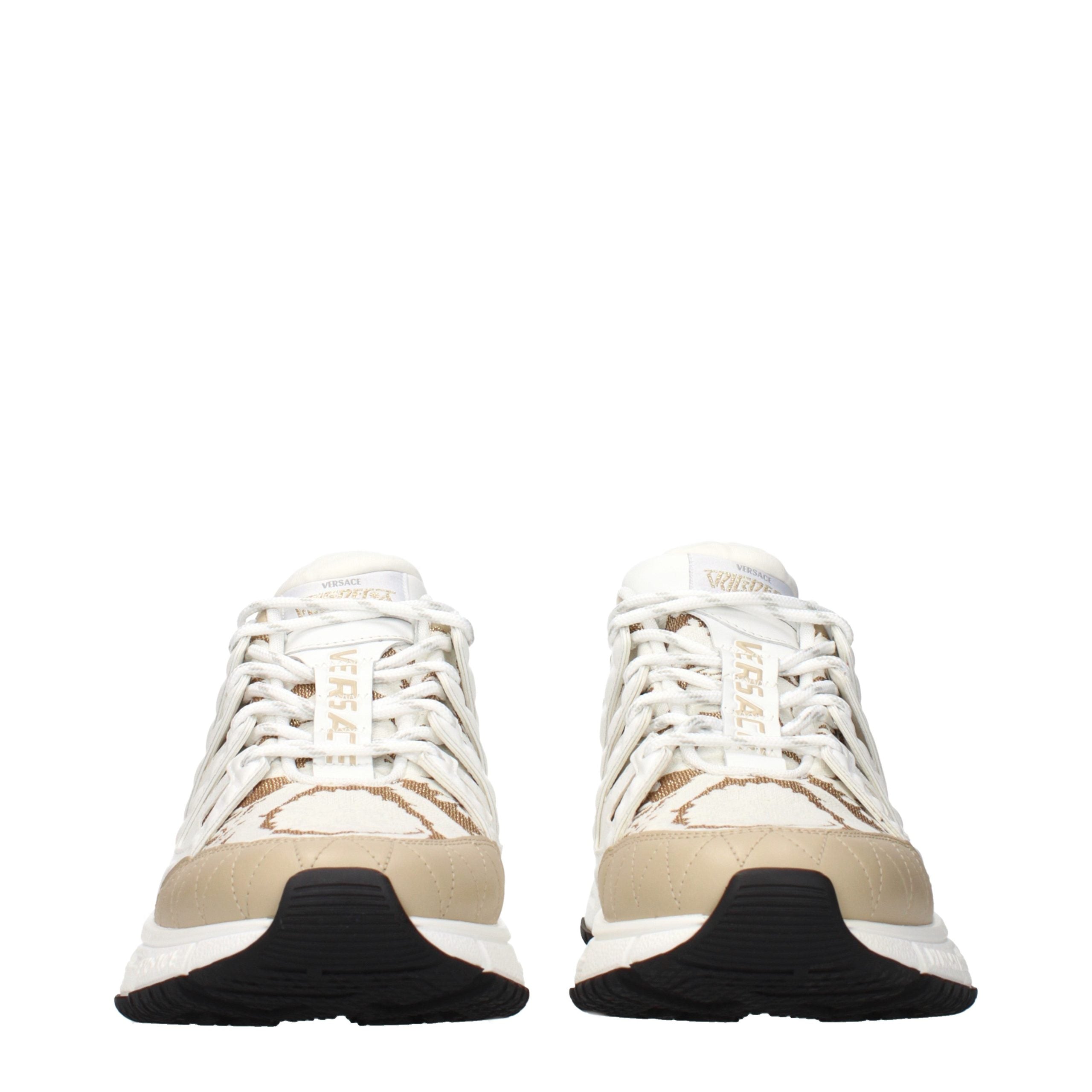 Versace White Fabric Athletic Sneakers - Luxury Boutique Co