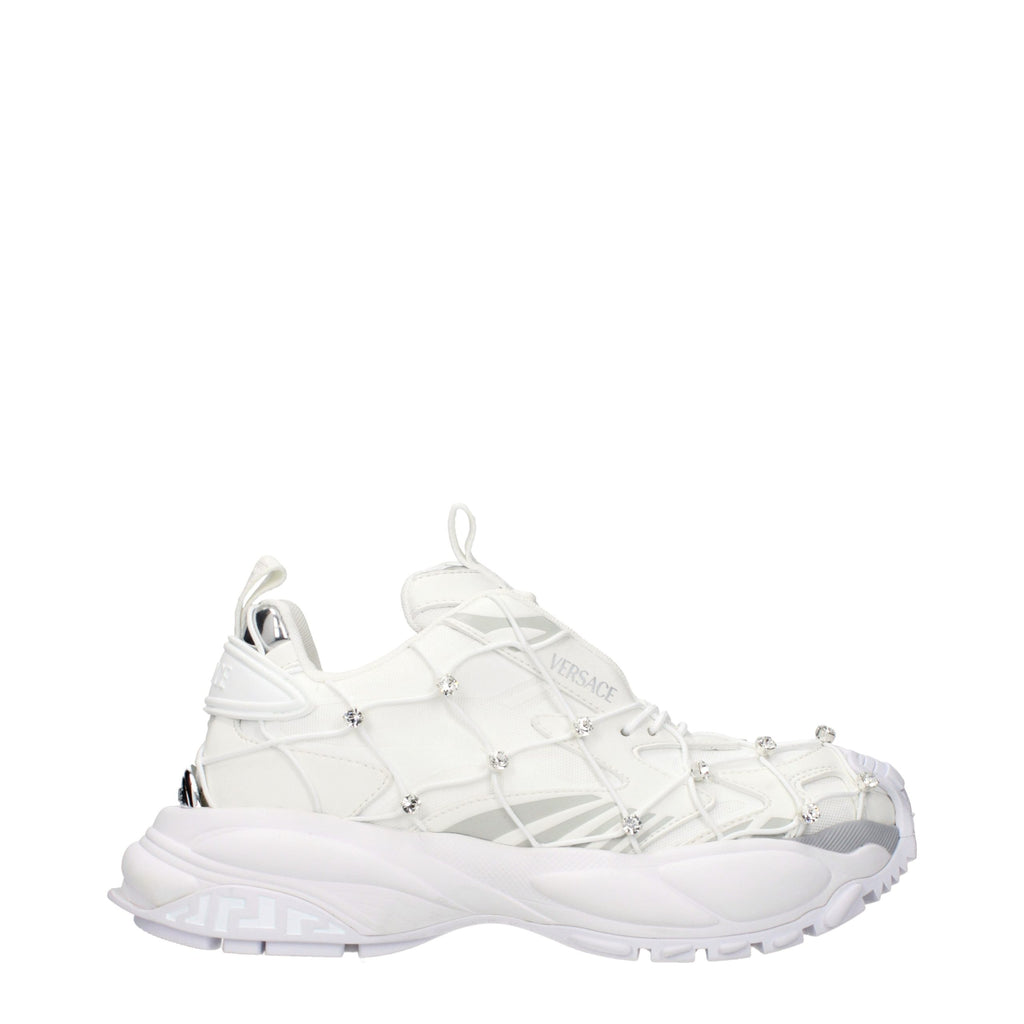 Versace White Fabric Sneakers - Luxury Boutique Co