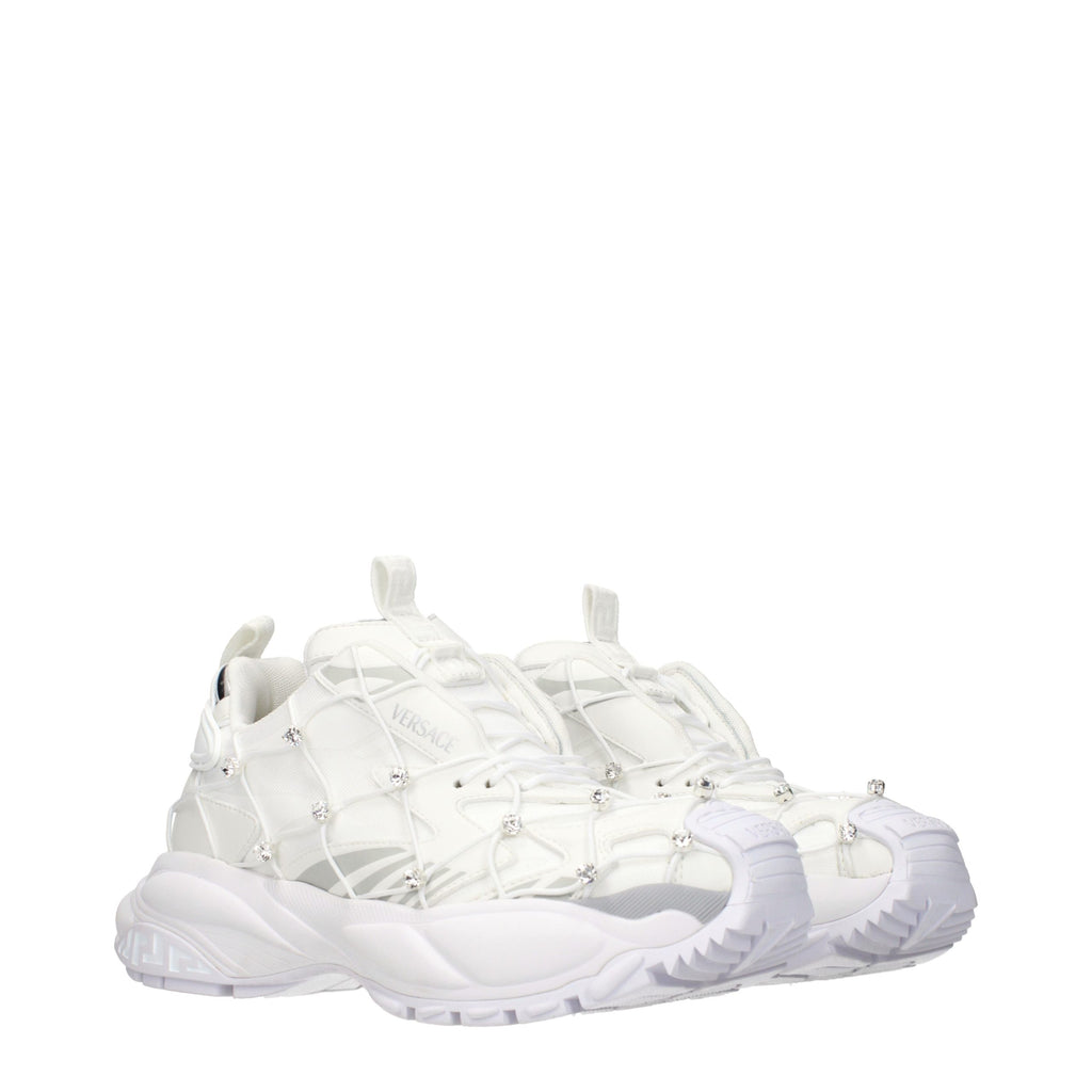 Versace White Fabric Sneakers - Luxury Boutique Co