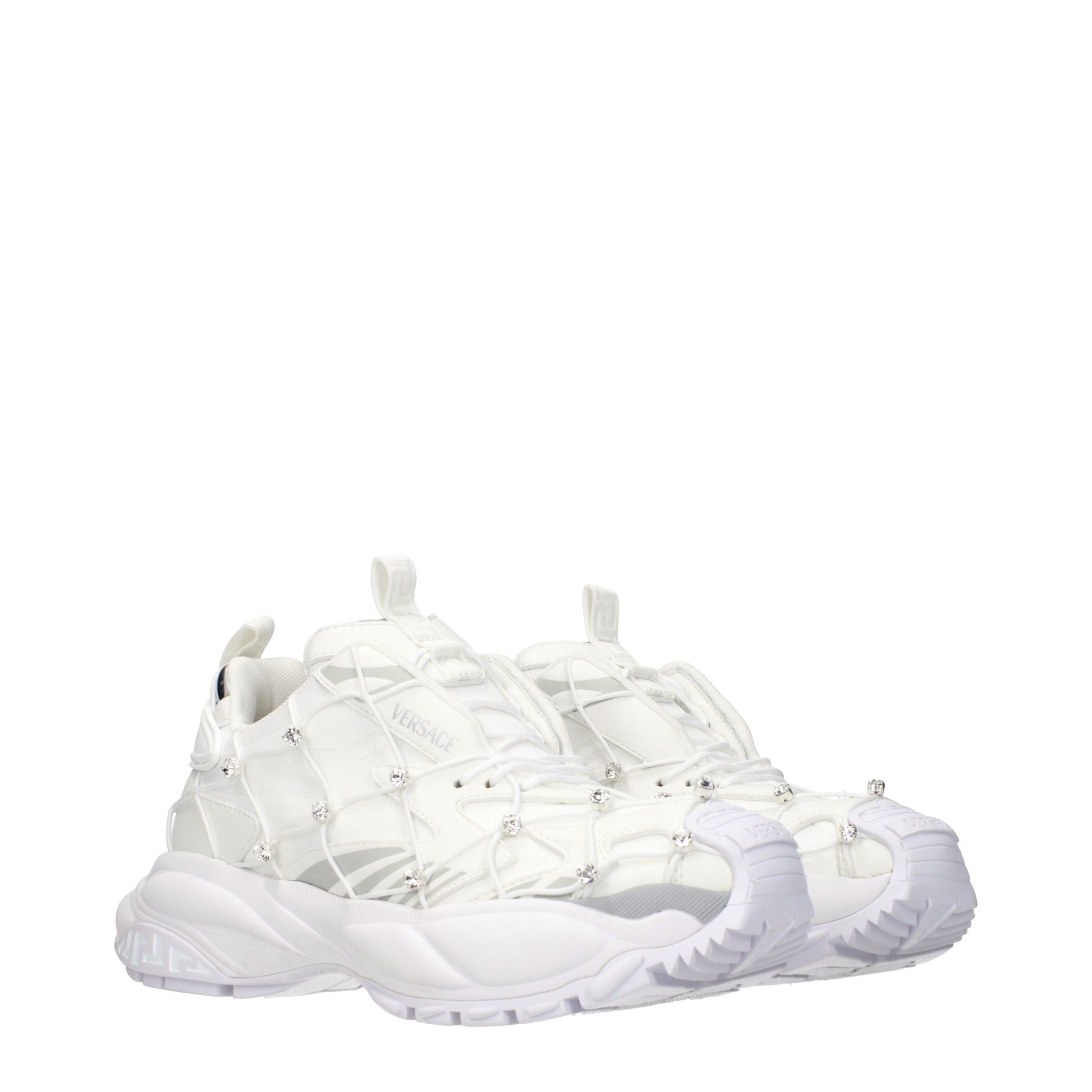 Versace White Fabric Sneakers - Luxury Boutique Co