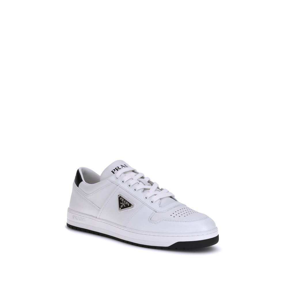Prada White Calf Leather Bos Taurus Low Top Sneakers - Luxury Boutique Co