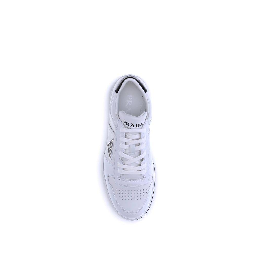 Prada White Calf Leather Bos Taurus Low Top Sneakers - Luxury Boutique Co