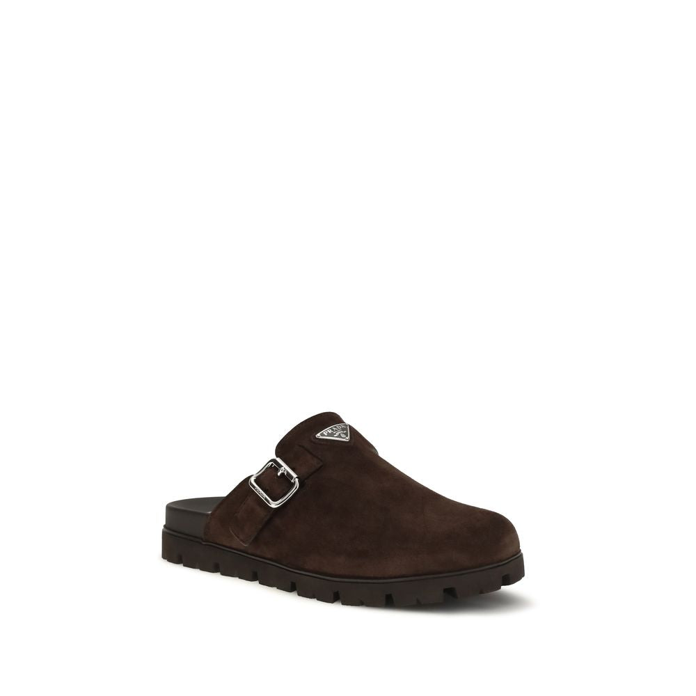 Prada Brown Calf Leather Bos Taurus Mules - Luxury Boutique Co