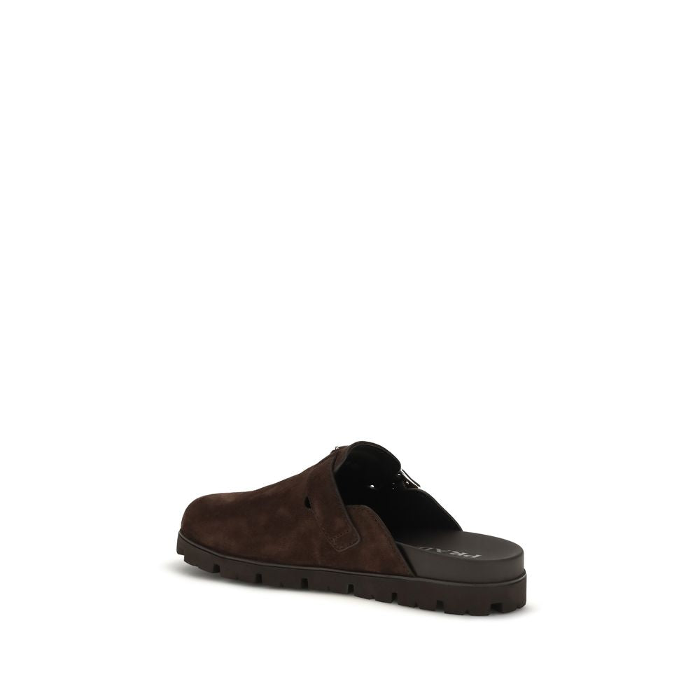 Prada Brown Calf Leather Bos Taurus Mules - Luxury Boutique Co