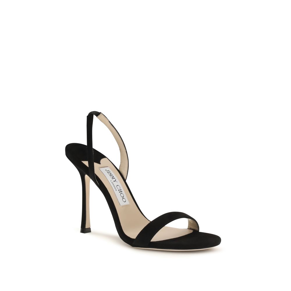 Jimmy Choo Black Calf Leather Bos Taurus Stiletto Heel Sandals - Luxury Boutique Co