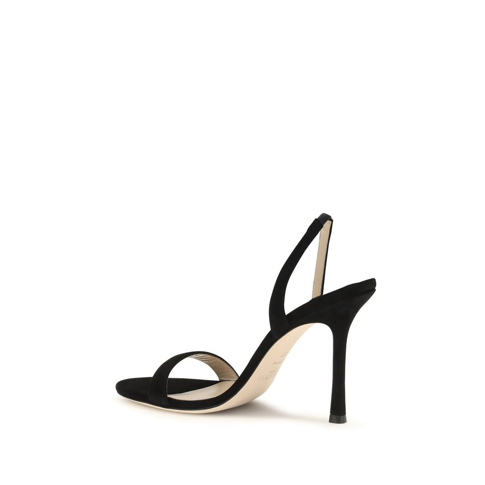 Jimmy Choo Black Calf Leather Bos Taurus Stiletto Heel Sandals - Luxury Boutique Co