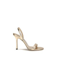 Jimmy Choo Gold Calf Leather Bos Taurus Stiletto Heel Sandals - Luxury Boutique Co