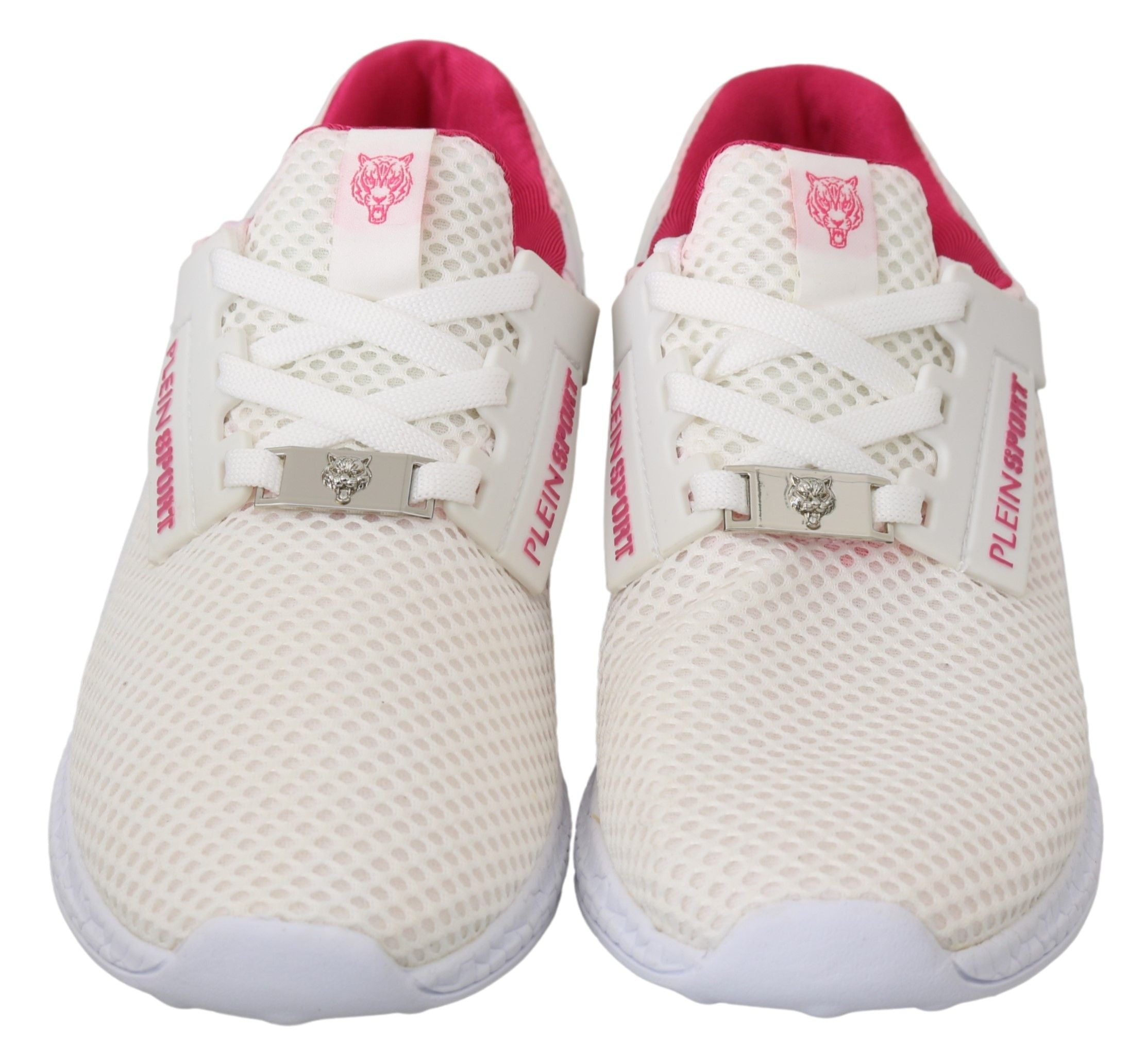Philipp Plein White Pink Polyester Becky Sneakers Shoes - Luxury Boutique Co