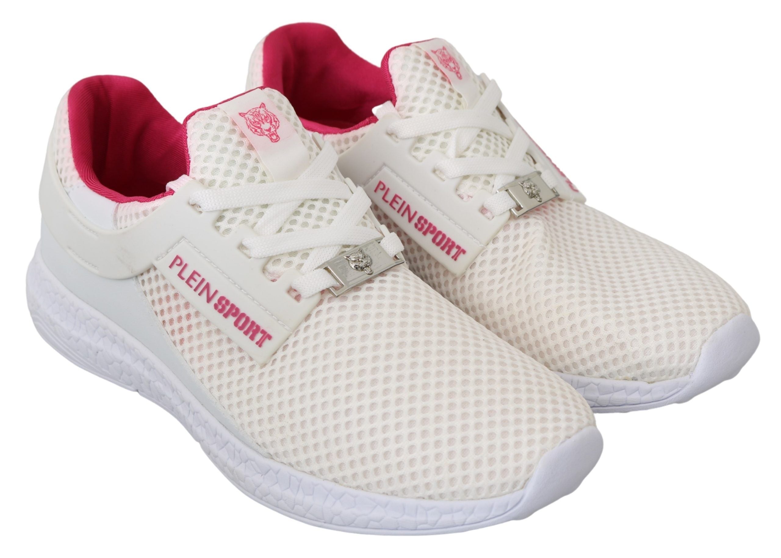 Philipp Plein White Pink Polyester Becky Sneakers Shoes - Luxury Boutique Co