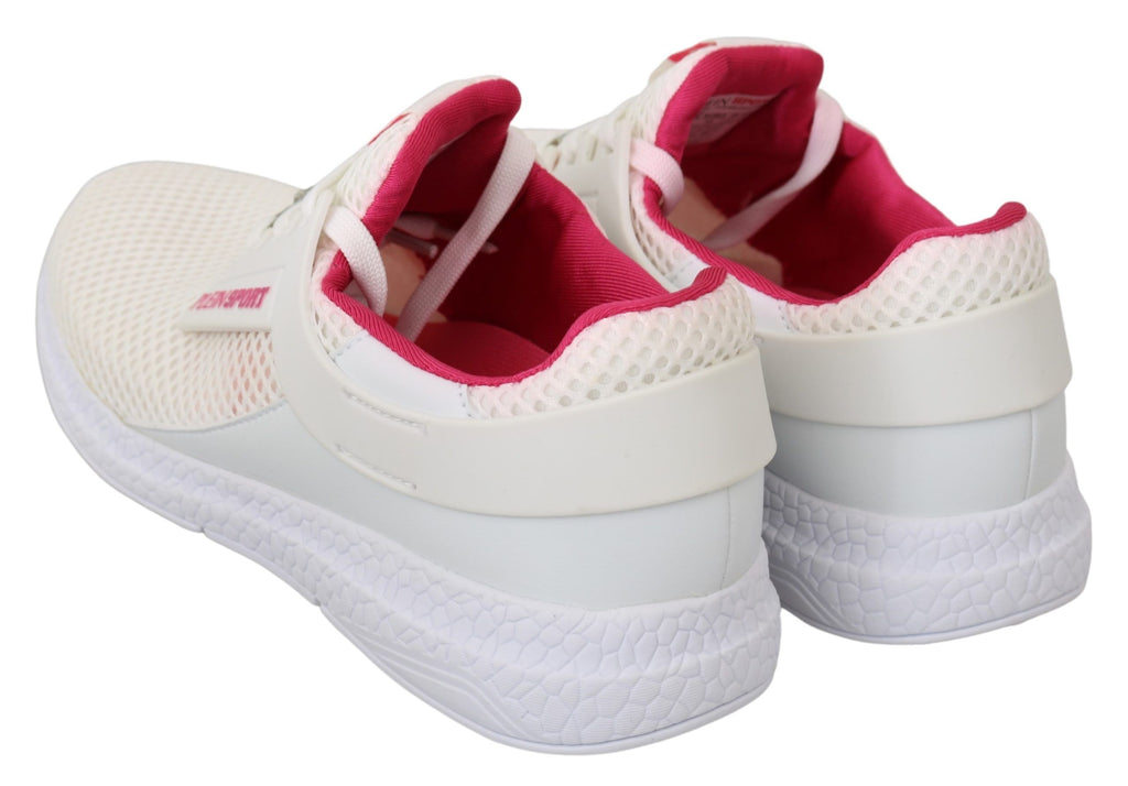 Philipp Plein White Pink Polyester Becky Sneakers Shoes - Luxury Boutique Co