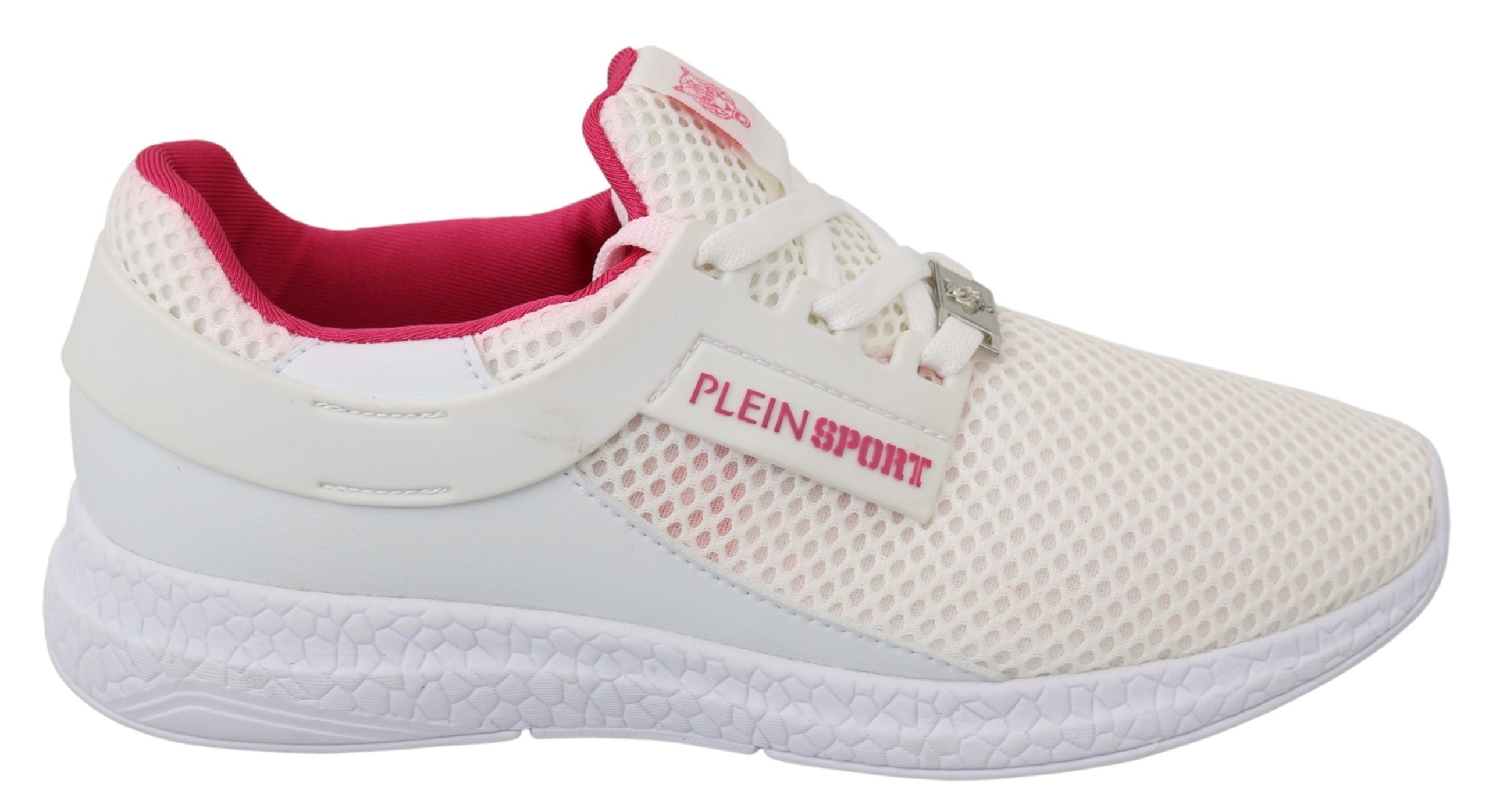 Philipp Plein White Pink Polyester Becky Sneakers Shoes - Luxury Boutique Co