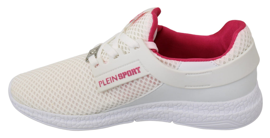Philipp Plein White Pink Polyester Becky Sneakers Shoes - Luxury Boutique Co
