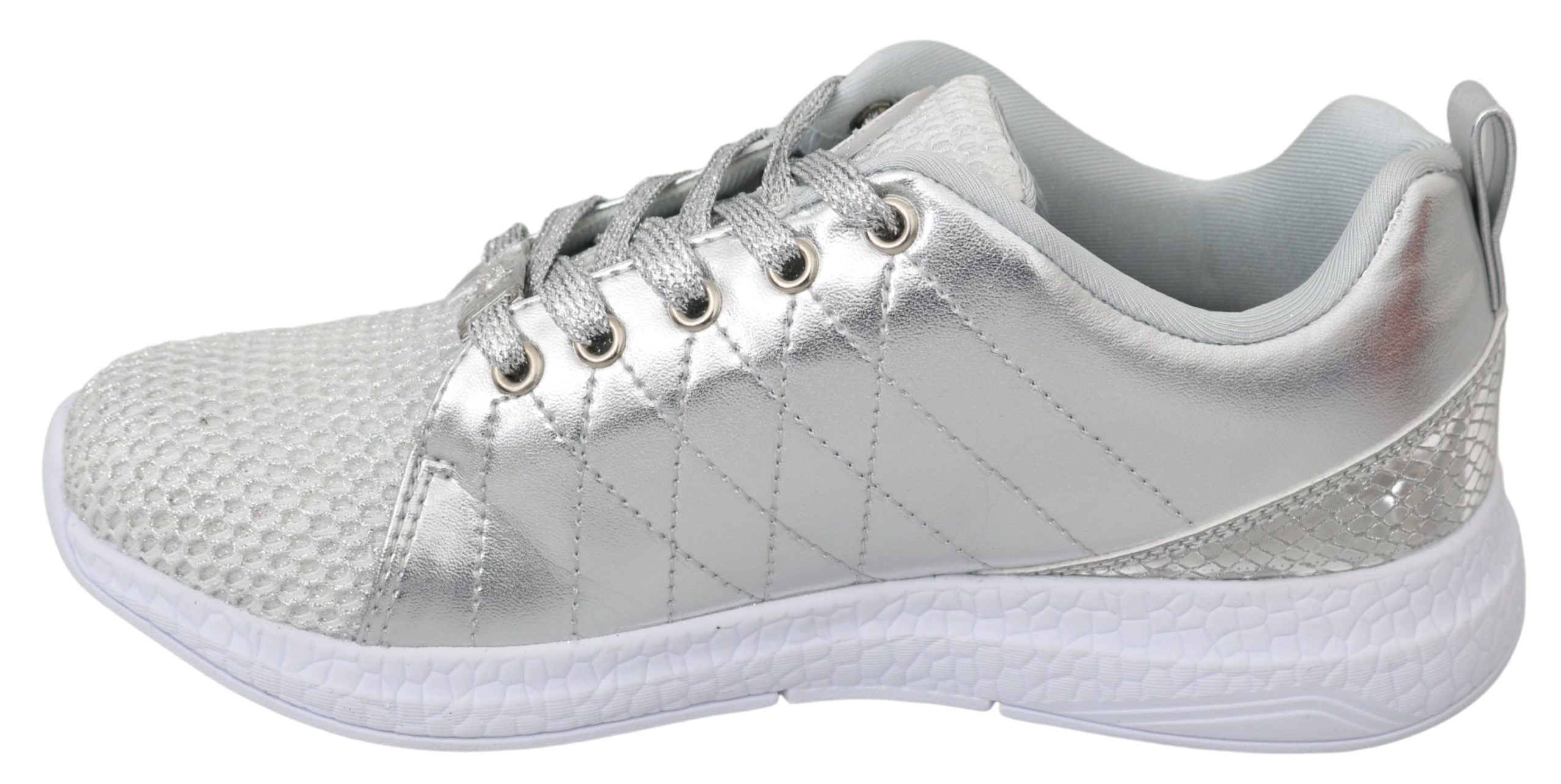 Philipp Plein Gisella Silver Polyester Sneakers Shoes - Luxury Boutique Co