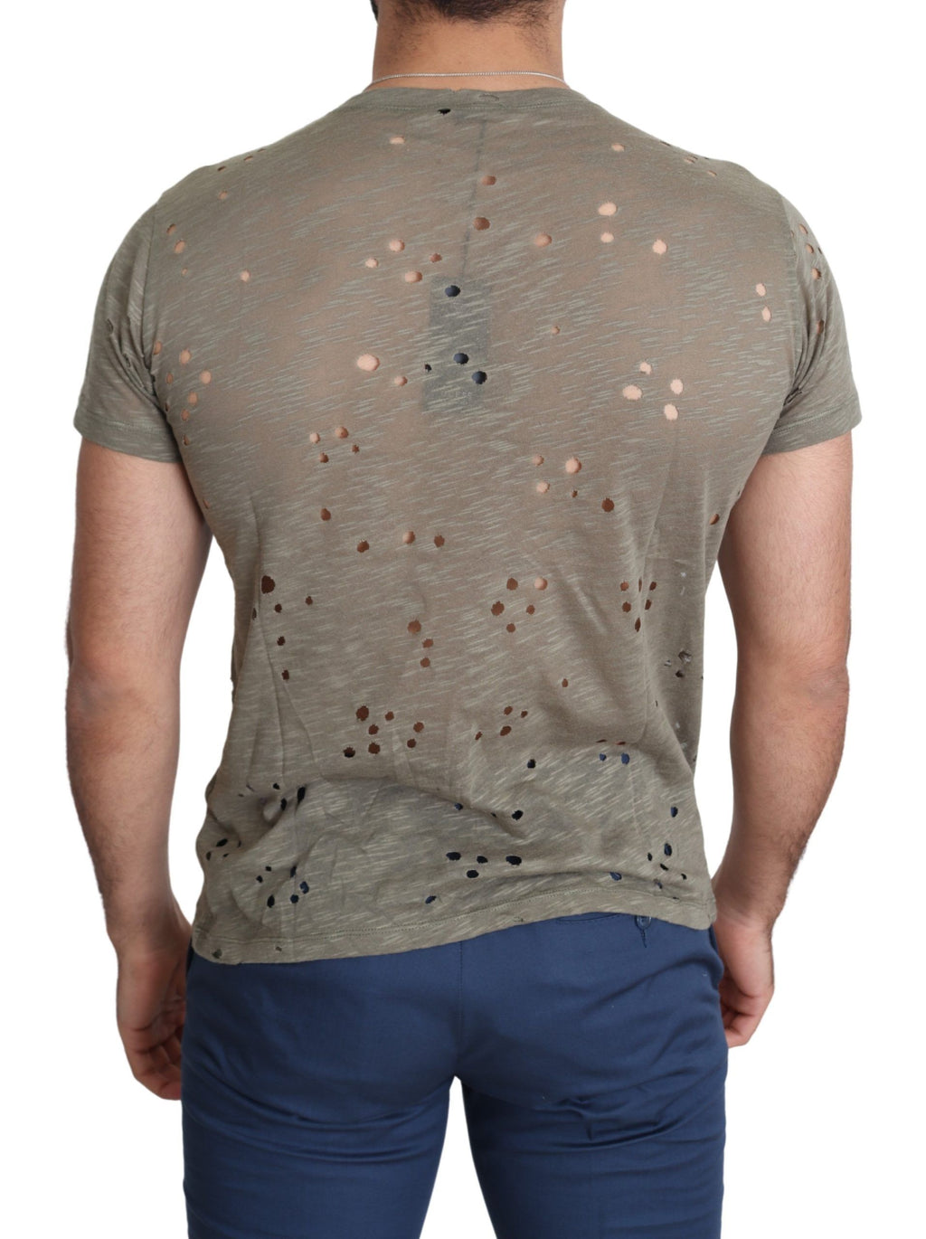 Guess Brown Cotton Stretch Logo Print Men Casual Perforated T-shirt - Luxury Boutique Co