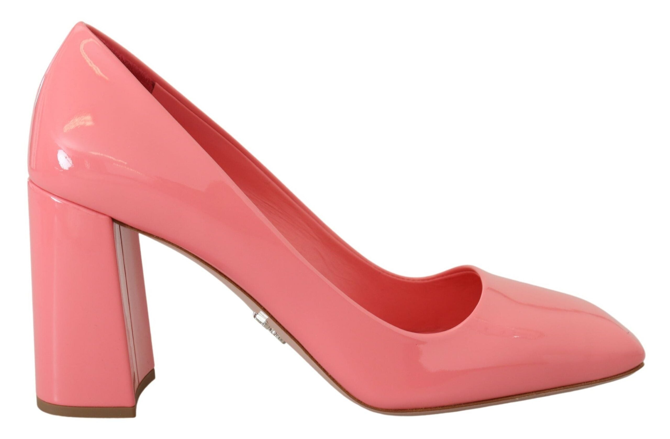 Prada Pink Patent Leather Block Heels Pumps Classic - Luxury Boutique Co